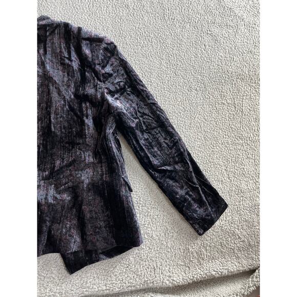 Lucky Brand Jacket 10 Medium Velour Open Floral Long Sleeve Black Classic Career - Picture 7 of 14